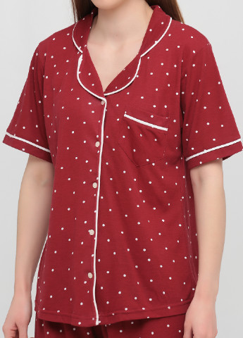 Бордовая всесезон пижама (рубашка, шорты) рубашка + шорты Boyraz