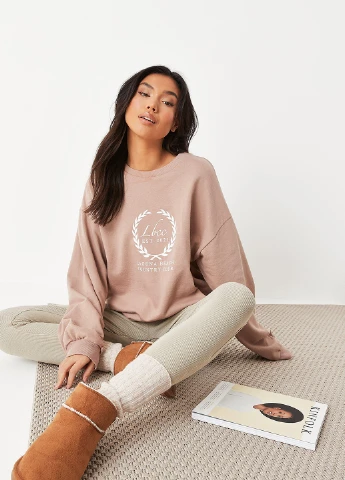 Бежевый свитшот Missguided однотонный без декора (260379074)