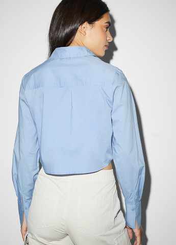 Светло-синяя кэжуал рубашка однотонная C&A