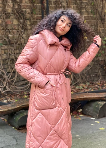 Кораловий зимній Пуховик CHICLY