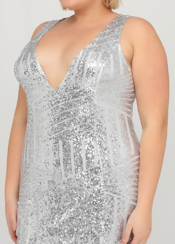 Серебряное коктейльное платье LOOKBOOK STORE однотонное