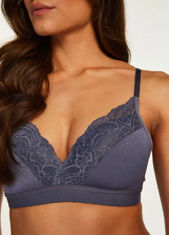 Серо-синий бралетт бюстгальтер Hunkemoller без косточек полиамид