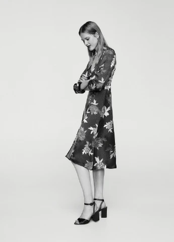 Темно-зелена коктейльна сукня Mango однотонна