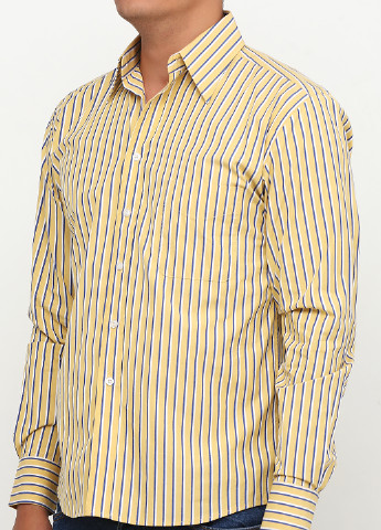 Желтая кэжуал рубашка в полоску Max Collection с длинным рукавом