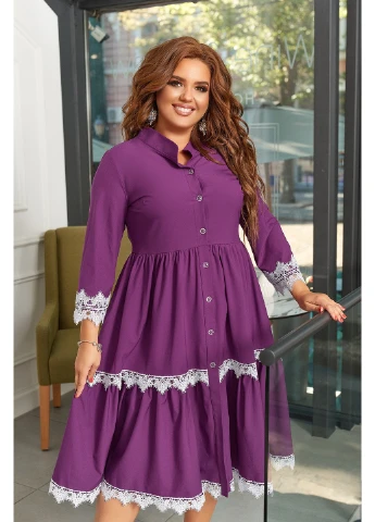 Сиреневое кэжуал платье 219-1 64 сиреневое N.N.C.Fashion однотонное