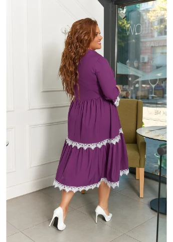 Сиреневое кэжуал платье 219-1 64 сиреневое N.N.C.Fashion однотонное
