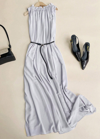 Светло-серое праздничный, вечернее платье а-силуэт SHEIN однотонное