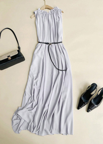 Светло-серое праздничный, вечернее платье а-силуэт SHEIN однотонное