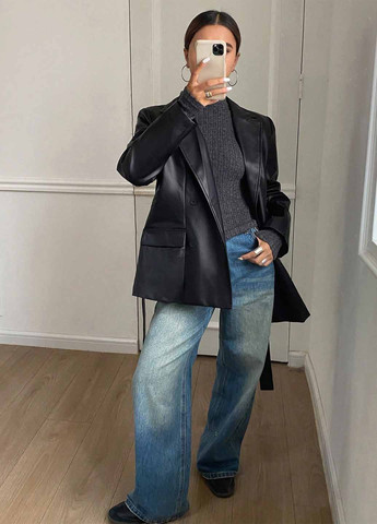 Черный женский жакет SHEIN однотонный - демисезонный