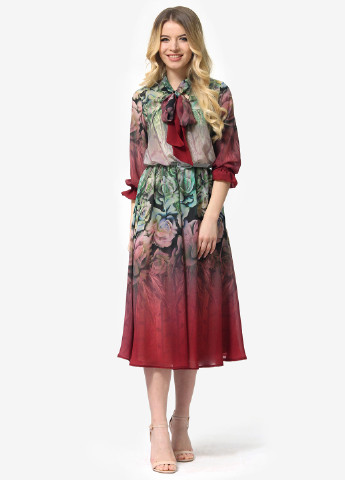 Оливковое кэжуал платье клеш Lila Kass с абстрактным узором
