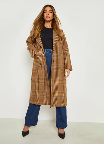 Комбинированное демисезонное Пальто однобортное Boohoo