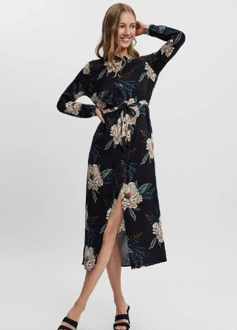 Черное кэжуал платье Vero Moda с цветочным принтом