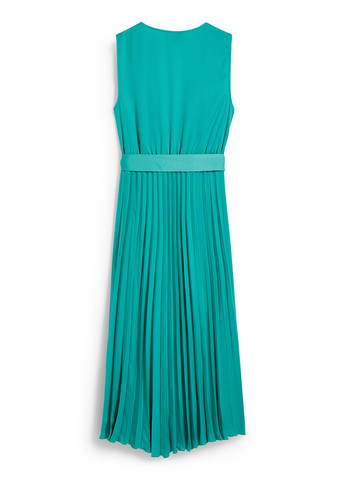 Зеленое кэжуал платье плиссированное C&A однотонное