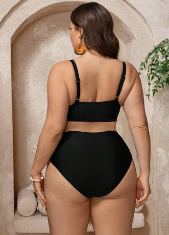 Чорний літній купальник (топ, трусики) роздільний SHEIN
