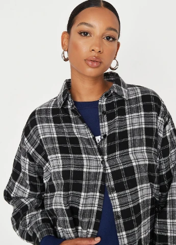 Черная кэжуал рубашка в клетку Missguided