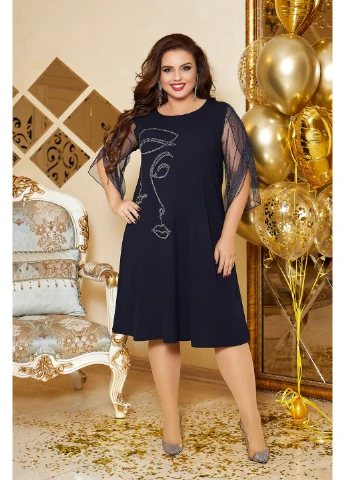 Синя кежуал футболка 205-2 64 синє N.N.C.Fashion однотонна