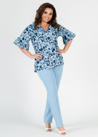 Костюм (блуза, штани) Charm Collection брючний квітковий блакитний кежуал