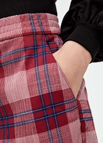 Штани,бордовий в клітку темно-синій, Pull & Bear (256787674)