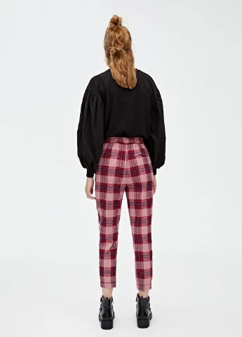 Штани,бордовий в клітку темно-синій, Pull & Bear (256787674)