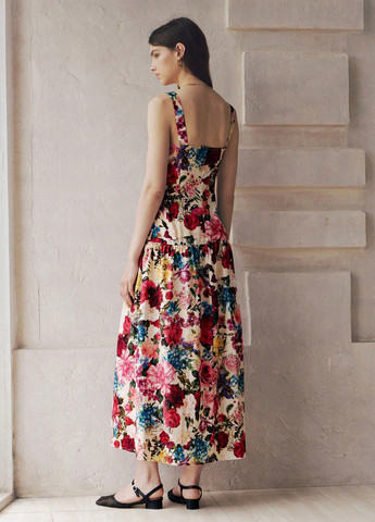 Комбинированное кэжуал платье клеш SHEIN с цветочным принтом