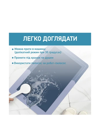 Диатомитовый коврик Home для ванной Суперпоглощающий 60х90 см Голубой Aquarius Діатомітовий (316385088)