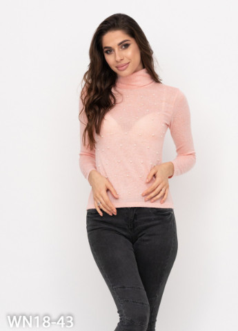 Персиковый демисезонный светр жіночий пуловер ISSA PLUS WN18-43