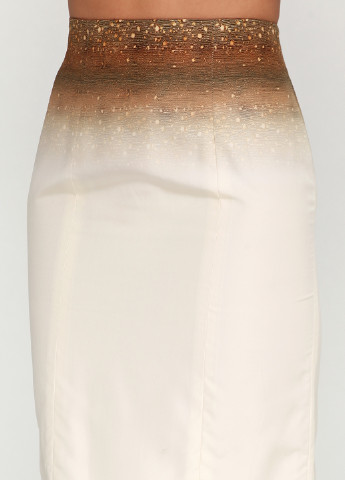 Светло-бежевая кэжуал однотонная юбка Yves Saint Laurent миди