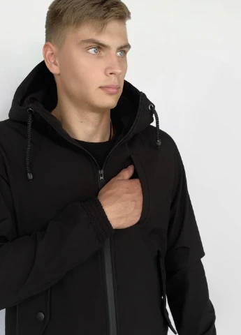 Черный демисезонный костюм softshell чёрный Intruder