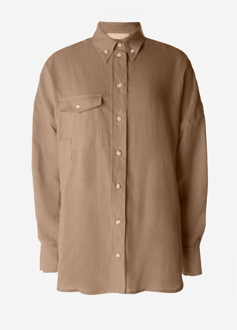 Коричневая кэжуал рубашка однотонная Gepur