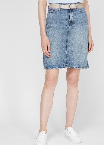Голубая джинсовая однотонная юбка Tommy Hilfiger