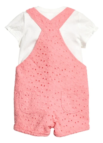 Кораловий літній комплект (футболка, комбінезон) H&M