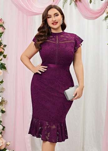 Сливова коктейльна, ділова сукня годе, футляр SHEIN однотонна