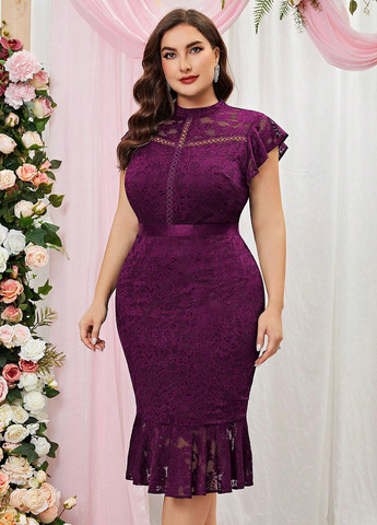 Сливова коктейльна, ділова сукня годе, футляр SHEIN однотонна