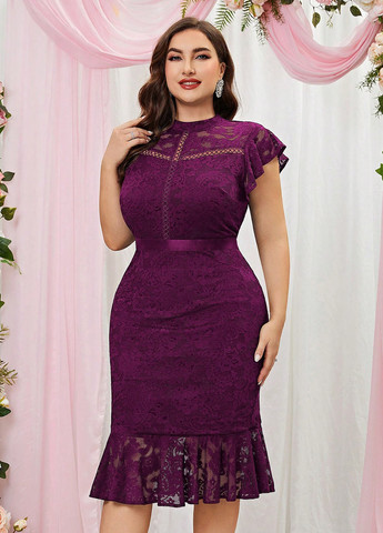 Сливова коктейльна, ділова сукня годе, футляр SHEIN однотонна