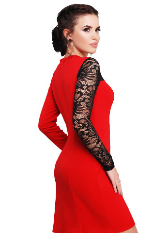 Красное кэжуал платье Fashion Up однотонное