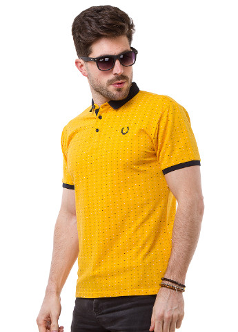 Желтая футболка-поло для мужчин Alexbenson с абстрактным узором
