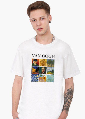 Біла футболка чоловіча вінсент ван гог картини (vincent van gogh) білий (9223-2960) xxl MobiPrint