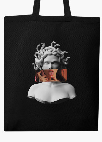 Еко сумка шоппер чорна Меган Фокс Ренесанс Медуза Горгона (Megan Fox) на блискавці (9227-1203-BKZ) MobiPrint (236265673)