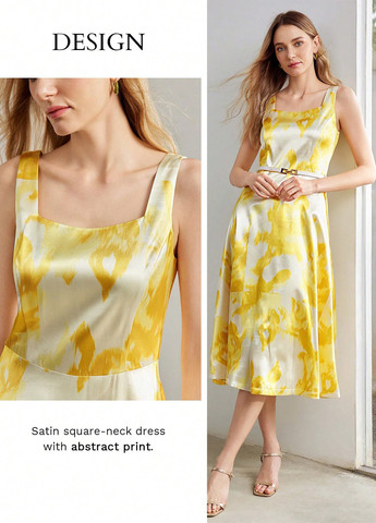 Желтое кэжуал платье SHEIN с рисунком