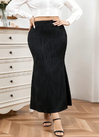 Черная кэжуал однотонная юбка SHEIN годе