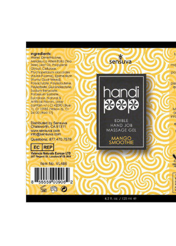Лубрикант для оральных ласк вкусовой - Handipop Mango Smoothie манго 125 мл (SO3206) Sensuva (253531647)