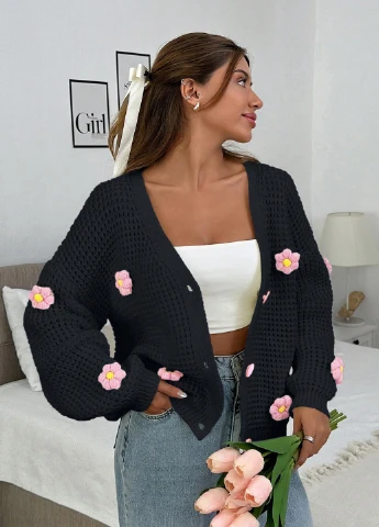Черный демисезонный кардиган SHEIN
