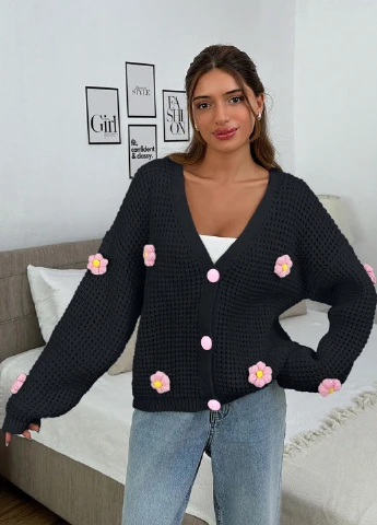 Черный демисезонный кардиган SHEIN