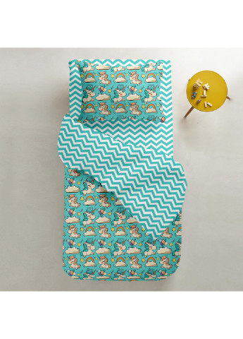 Простирадла полуторні набір BEIGE / ZIGZAG MINT 155х240 см (2 шт) Cosas (250459839)