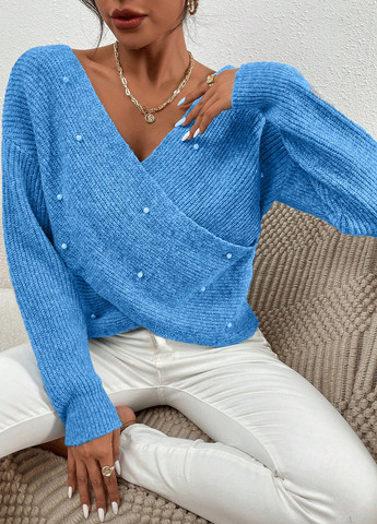 Синий демисезонный пуловер пуловер SHEIN