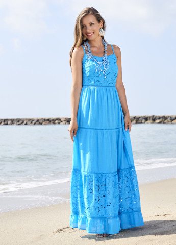 Голубое кэжуал платье клеш Fresh cotton однотонное