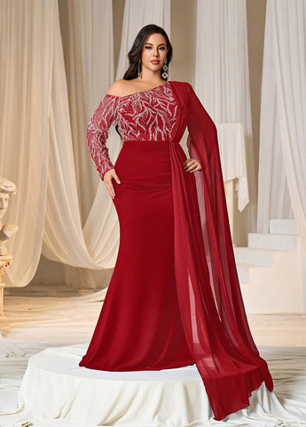 Червона вечірня сукня годе SHEIN однотонна