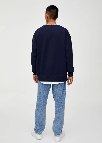 Темно-синій світшот Pull & Bear однотонний без декору (251550479)