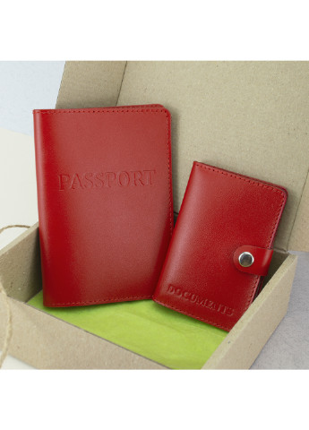 Подарочный женский набор №60: обложка документы + обложка на паспорт (красный) HandyCover (250090817)