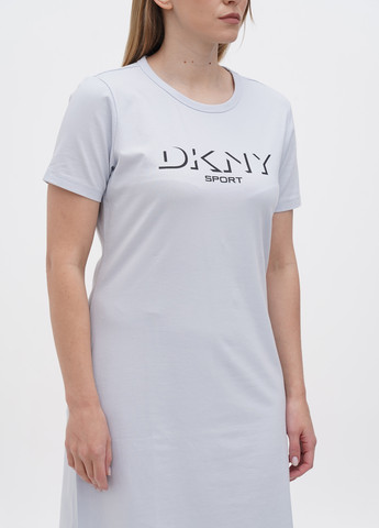 Голубое кэжуал, спортивное платье платье-футболка DKNY с надписью